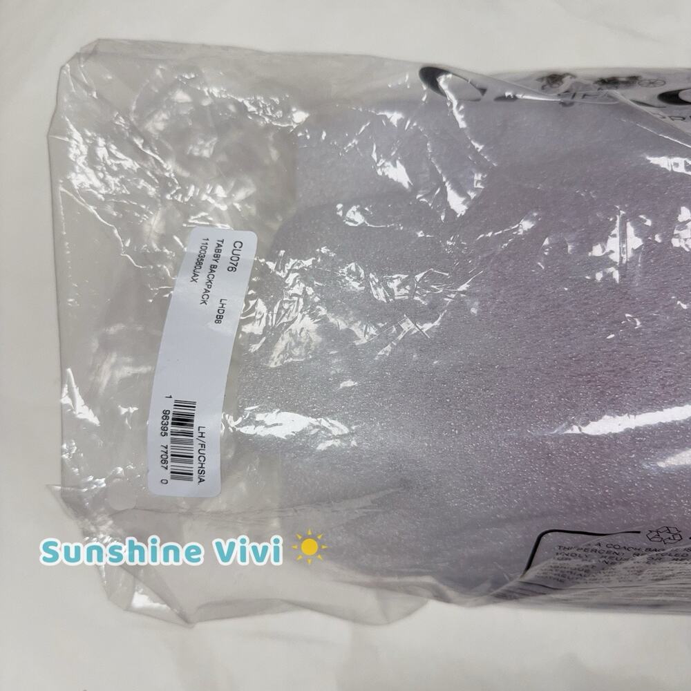 NWT Coach Tabby Backpack Pillow Quilting in Silver/Fuschia Nappa Leather CU076 - Picture 3 of 16